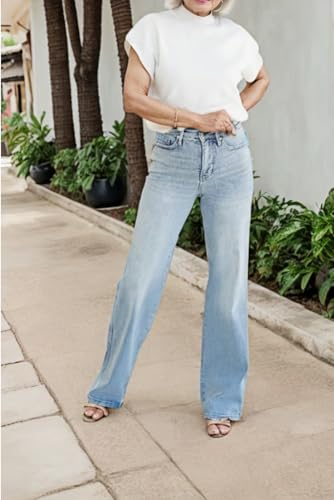 Arisefrom Jeans - Vintage Wash Plus-Size, Stretchy Straight Leg Butt-Lifting Fit, Womens High Waisted (Petite (Under 5'4"),Medium)4