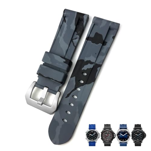 Bracelet de montre en caoutchouc Panerai SUBMERSIBLE 24mm 26mm élastomère étanche camouflage