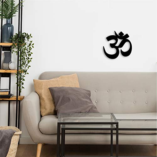Image of eCraftIndia inchOm Black Engineered Wood Cutout Wall Art Decor - Perfect Wall Hanging for Yoga Or Meditation Room - Modern Wall Decoration Item - Gift for Housewarming, Birthday, Anniversary, Diwali