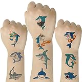 SIX VANKA (Pack of 10 Sheets) Shark Waterproof Temporary Tattoo Stickers for Kids Boys and Girls, Pa