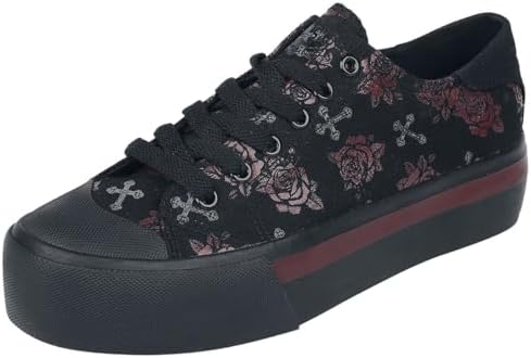 Rock Rebel by EMP Mujer Zapatillas Negras de Plataforma con Estam...