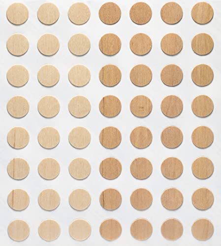 Tapas para agujeros de tornillo FastCap, 56 pegatinas redondas de madera real de 1/2" para muebles 3