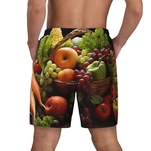 Men's Swim Trunks Quick Dry Board Shorts Colorful Various Vegetables and Fruit Beach Shorts with Pocket Bathing Suits for Men3