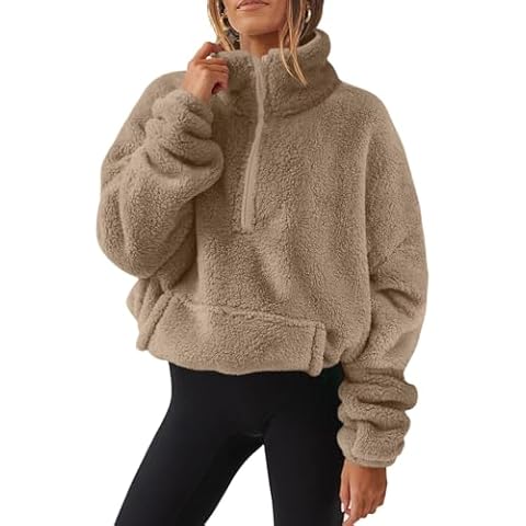 Half Zip Fleece Women's Casual Pullover Tops Cover