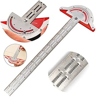 Supernic Woodworkers Edge Rule 15Inch Adjustable Protractor Angle Finder T-Square Angle Protractor Stainless Steel Caliper Woodworking Measure Tool for Carpentry Woodworker Household DIY Tools