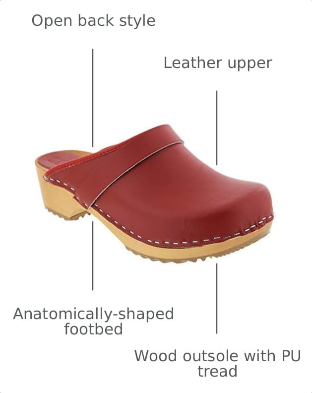 Image of Bjork Maja Wood Open Back Leather Clogs