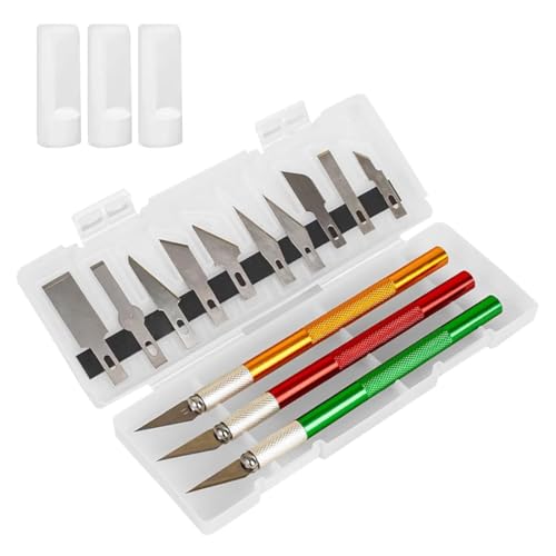 YAZWUR 1 Set per DIY e Lavori Creativi, Bisturi Modellismo con 10 Lame di Ricambio, Taglierino di Precisione, Cutter Professionale, Adatto per Carta, Plastica, Legno e Stoffa