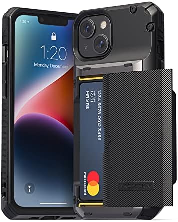 VRS DESIGN Damda Glide Pro Phone Case for iPhone 14, Sturdy Semi Auto Wallet [4 Cards] Case Compatible for iPhone 14 (2022) (Groove Black)