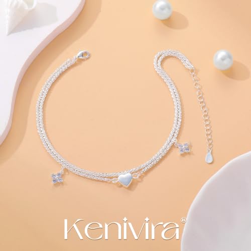 Image of Kenivira Sterling Silver Ankle Bracelets for Women,Gold Dainty Layered Waterproof Anklet for Women, Anklet Set Stackable Beach Gift Adjustable Size