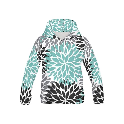 Dahlia Flowers Long-sleeve All Over Print Athletic Hoodies Pullover Sweatshirt