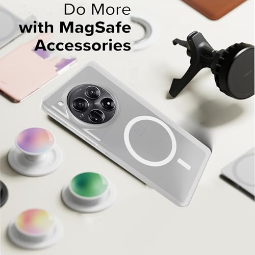 Image of Back Cover for OnePlus 12 5G Frosted Translucent Hard Back | Only Compatible with Wireless Magnetic Accessories | Thin and Slim Magnetic Back Cover (Transparent)