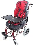 BSJZ Klapprollstühle,Aluminiumlegierung Kinderrollstühle mit hoher Rückenlehne,Multifunktionale Sicherheits-Handwagen Spezial mit Behinderungen,Graurot,80 * 41 * 69CM (Grauro