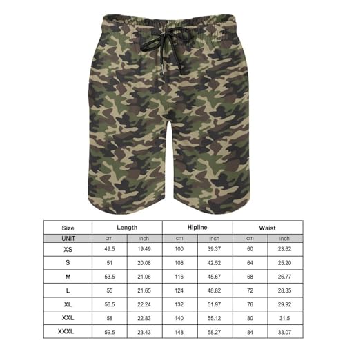 Hawaiian Shorts for Men - Comfy Dark Camouflage Green Print Mens Swim Trunks Bathing Suits with Mesh Lining2