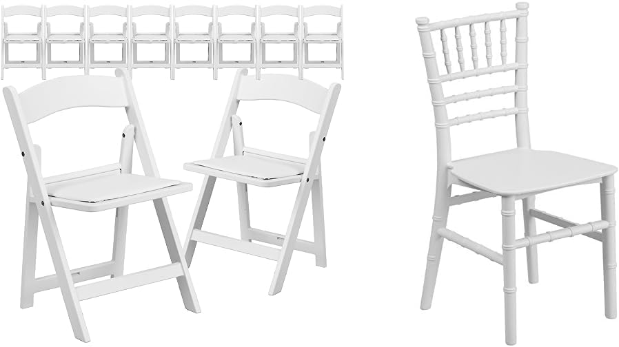 Flash Furniture Hercules Series Kids Padded Folding Chairs for Children (Set of 10, White) Hercules Series Children's Resin Event Chairs (Set of 10, White)