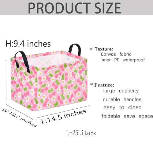 Image of Gift Toy Storage Basket for Girls and Boys, Storage Organizer for Nursery Hamper Home Bedroom Laundry Hamper Shelf Easter Baskets (Pink Cherry)