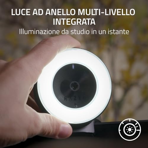Kiyo - Fotocamera di trasmissione con anello di luce - fotocamera web USB - video HD 720p / 1080p (compatibile con Open Broadcaster Sofware, Xsplit, autofocus, connessione per treppiede) Nero - Webcam - Immagine 1