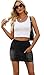 RUBZOOF Women's Low Rise Bodycon Mini Washed Denim Skirt Casual Stretch Y2K Classic Cute Skirts with Pockets Black L