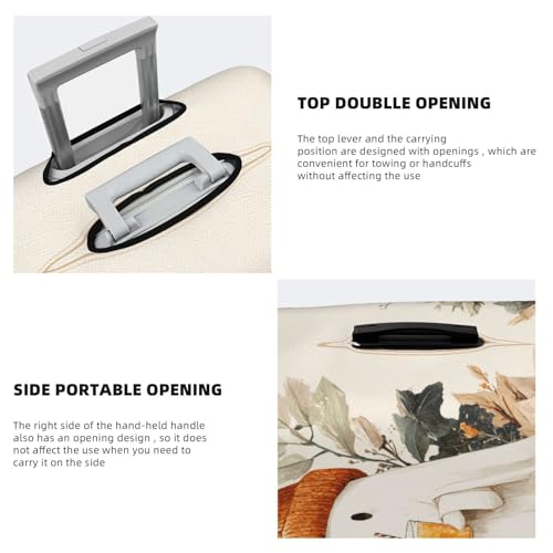 Halloween Cute Ghost Autumn Leaves Flowers Elastic Travel Luggage Covers Dustproof Scratch-Resistant Suitcase Protector Fit 22-24 Inch3