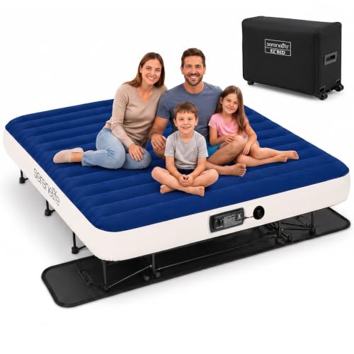 SereneLife (King) EZ Bed Air Mattress with Frame and Rolling Case...
