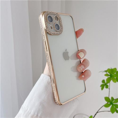 Coque iPhone 11 antichoc transparente silicone souple glitter brillant avec contour or