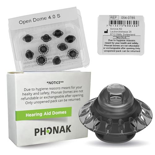 Phonak Open 4.0 Dome Small (0.29 inch=7.5mm) 10 Domes Genuine OEM Switzerland Replacement by Sonova Hearing Aid Domes for Phonak Audeo Marvel Paradise Lumity Accessories -1 Pack/10 Domes Total