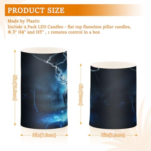 Image of ALAZA Deer Night Flickering Flameless Candles Battery Operated with Remote Timer,Tea Light Candles LED Pillar Votive Candles Set of 2 for Outdoor Indoor Decorations