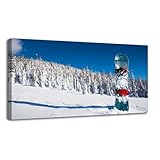 Large Wall Art Prints 20"x40" snowboard stands snow sunny day outdoors Framed Canvas Wall Art Painting Artwork Poster Picture Wall Decor for Living Room Bedroom Hanging