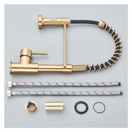 Grifo de cocina de oro cepillado extraíble y mezclador monomando 7