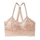 Maiclaice Damen Spitze BH Ohne Bügel Bralette Mit Polsterung Büstenhalter Hautfarbe Groß