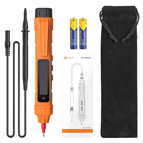 Neoteck 2 in 1 Pen Type Digital Multimeter Non-Contact Voltage Tester 6000 Counts Intelligent Multimeter with LCD Display for AC/DC Voltage Resistance Diode Continuity Capacitance Frequency-Orange
