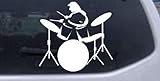 Rad Dezigns 6in X 6.3in White - Drummer Outline Line Art Music Car Window Wall Laptop...