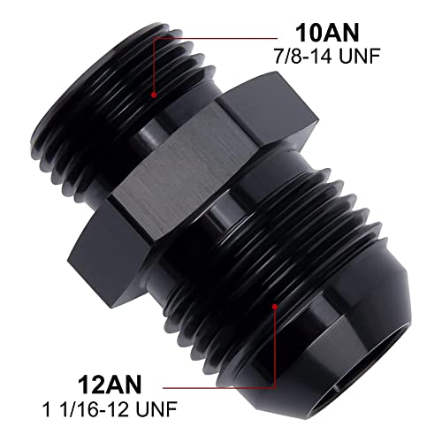 Image of EVIL ENERGY 12AN Flare to 10AN ORB Male Fuel Rail Adapter Fitting Black 2Pcs