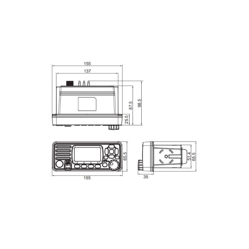 VHF Fijo Orangemarine WP250 - Radio VHF Marina 1/25W, IPX7, DSC (ASN), GPS externo, IP-resistente, doble espera