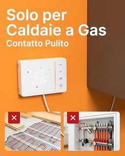 EZAIoT Cronotermostato WiFi a Batteria per Caldaia Gas, Termostato Smart Scatola 502/503, Programmazione 7 Giorni su 6 Livelli, Contatto NO/NC, Alexa/Google Assistant, App Tuya, 2.4GHz, Bianco