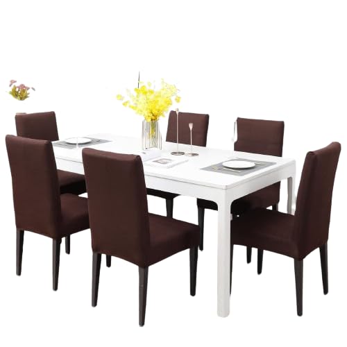 Polyester Elastic Stretchable Solid Plain Dining Table Chair Cover, Pack of 6 Pieces (Coffee) (B0CVGMV899) Amazon Price History, Amazon Price Tracker
