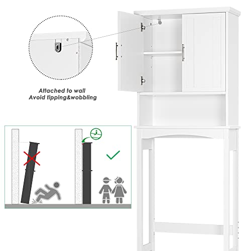Spirich Over The Toilet Storage Cabinet, Bathroom Shelf Over Toilet, Bathroom Organizer Space Saver, White #TOP5