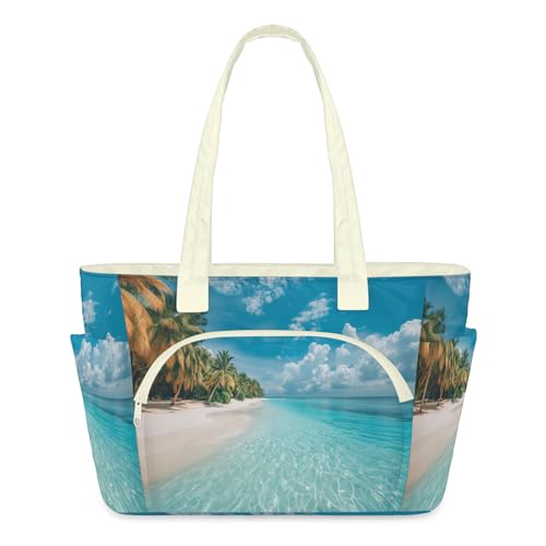 Sac fourre-tout de plage tropicale zippé pour protéger vos affaires du sable et du vol