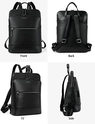 Bostanten Genuine Leather Laptop Backpack Purse For Women Backpack Travel Bag Black #TOP4