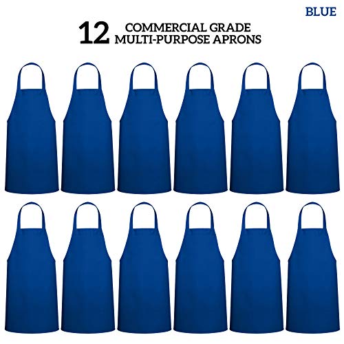 Image of GREEN LIFESTYLE 12 Pack Professional Chef Apron - Grilling Aprons for Men, Waterproof Cooking Apron for BBQ, Work or Restaurant Use, Kitchen Aprons for Women - Royal Blue, No Pockets