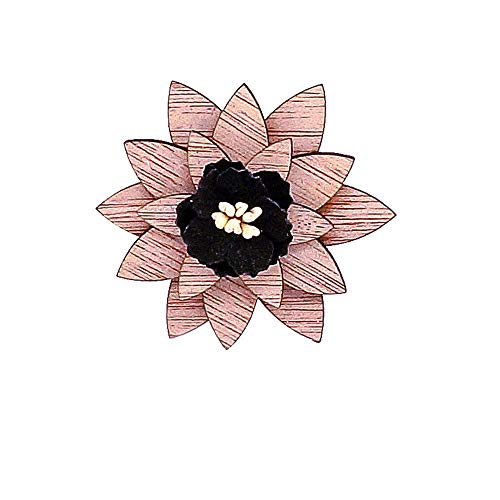 Uteruik Broche en bois en forme de fleur pour corsage de mariage pour homme et femme - 1 pièce (#D)
