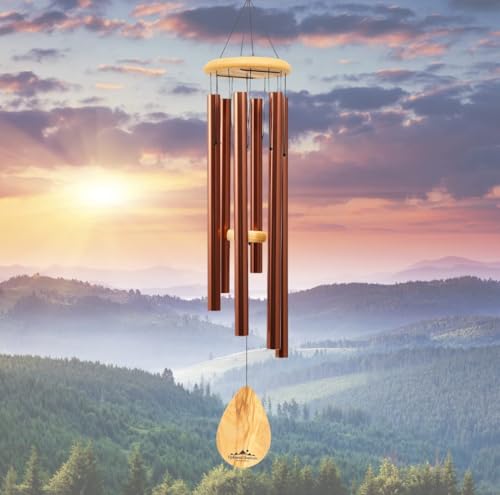 Red Deep Tone Wind Chime â€“ Outdoor Sympathy & Memorial Gift for the Loss of a Loved One, Memorial Wind Chimes, Thoughtful Sympathy Gift for Bereavement and Remembrance. 29" Copper Red
