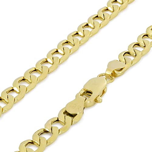 Nuragold 10k Yellow Gold 4.5mm Cuban Curb Link Chain Pendant Necklace, Mens Womens Lobster Clasp 16  18  20  22  24  26  28  30 