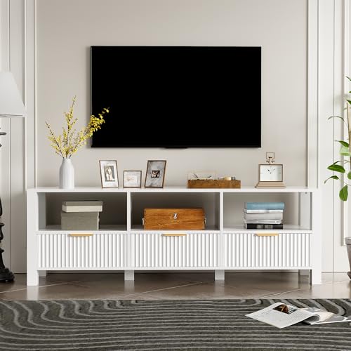 Meuble TV moderne blanc de 152,5 cm long buffet bas de salon - 4