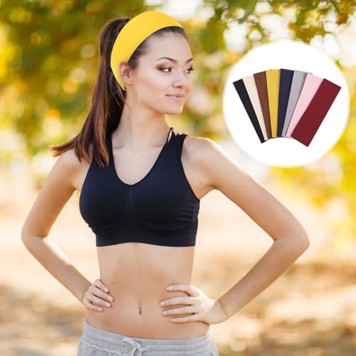 Image of Fishinsea 8 Pack Sport Headbands for Women, Elastic Soft Fabric Non-Slip Hair Bands Hair Warp for Daily Workout Yoga Running Sports, Combo 7