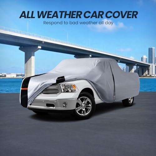 Image of Multi-Layer Dodge Ram 1500 Truck Cover, Custom fit Dodge Ram 1500 2009-2026 Quad Cab SB(6.1') Car Cover Waterproof All Weather, Full Exterior Cover Rain Wind Dust and UV Protection with Door Zipper