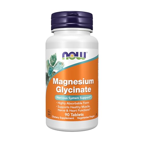 NOW Supplements Magnesium Glycinate 100 mg Highly Absorbable Form 90 Tablets