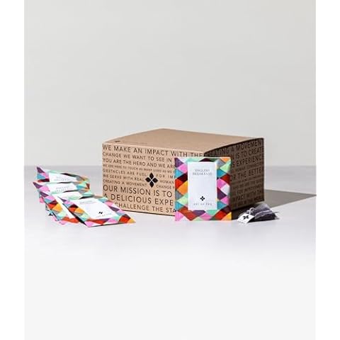 Art of Tea | Organic English Breakfast Tea | 50 Eco Friendly Pyramid Tea Bag Sachet Bulk Box Cover