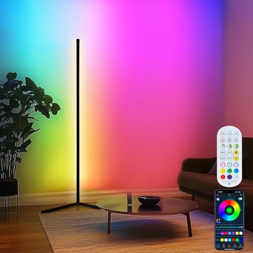 Corner Floor Lamp Smart LED Floor Lamp 142cm 16 Million Colors Sm...
