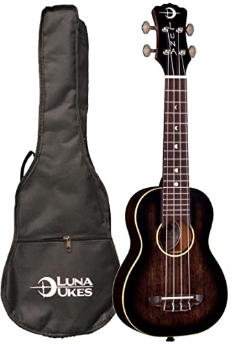 Luna Art Vintage Soprano Ukulele with Gigbag - Distressed Vintage Brownburst