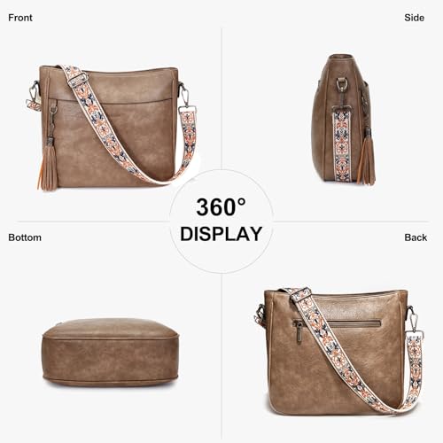 Image of 2PCS /Set Crossbody Bags for Women,Vegan Leather Hobo Purse Wallet For Women Set,Shoulder Bags With 2 Adjustable Strap